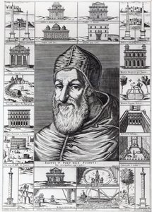 Le pape Sixte V, entouré des églises, bâtiments et monuments construits ou restaurés pendant son pontificat, gravé par Ambrosius, 1589 - Italian School